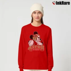 Women’s San Francisco 49ers Mickey Mouse NFL Football Long-Sleeve Top in red | Sleek, Versatile, All-Season