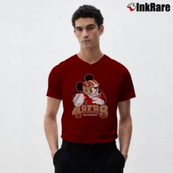 Men’s San Francisco 49ers Mickey Mouse NFL Football V-Neck Tee in maroon | Sharp, Breathable, Everyday Staple