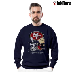 Men’s San Francisco 49ers Snoopy And Charlie Brown Crewneck Sweatshirt in navy | Cozy Fabric, Clean Style