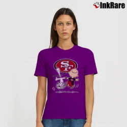 Women’s San Francisco 49ers Snoopy And Charlie Brown Signature T-Shirt in purple | Soft, Flattering Fit