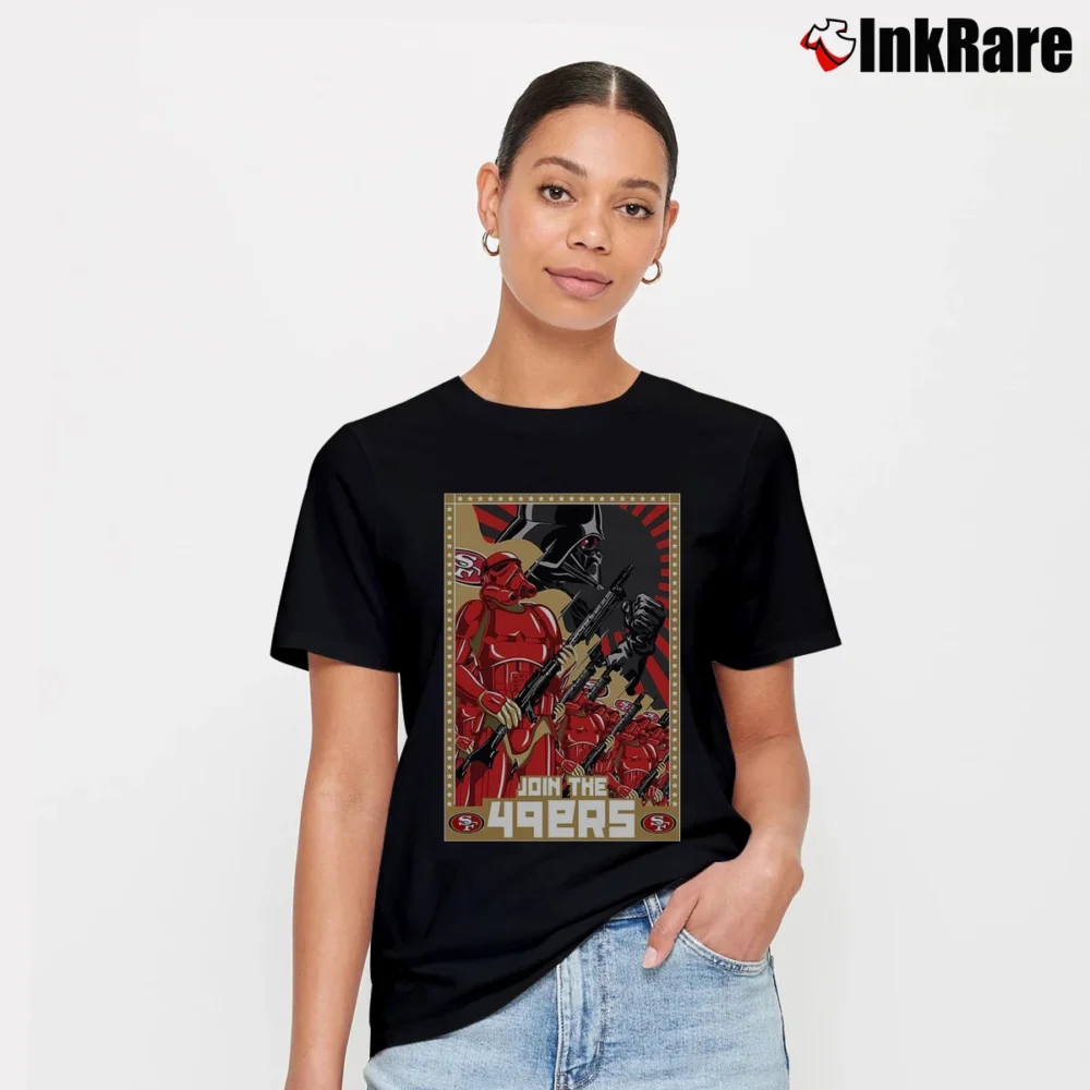 Women’s San Francisco 49ers Stormtrooper Army Star Wars Join The 49ers Signature T-Shirt in black | Soft, Flattering Fit