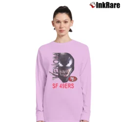 Women’s San Francisco 49ers Venom Marvel NFL Fan Long-Sleeve Top in light pink | Sleek, Versatile, All-Season