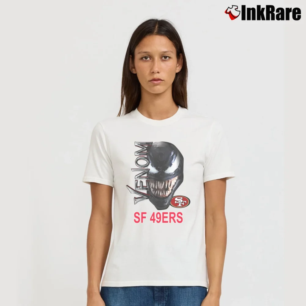 Women’s San Francisco 49ers Venom Marvel NFL Fan Signature T-Shirt in white | Soft, Flattering Fit