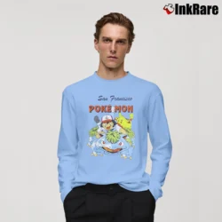 Men’s San Francisco Pokemon Pikachu Venusaur Japanese Nintendo Long-Sleeve Shirt in light blue | Sleek, Lightweight, Year-Round Wear