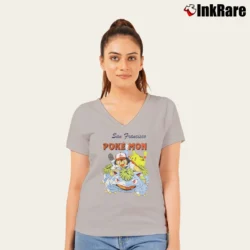 Women’s San Francisco Pokemon Pikachu Venusaur Japanese Nintendo V-Neck Tee in sport grey | Chic Neckline, Soft Texture