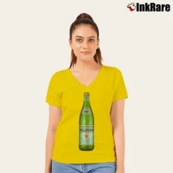 Women’s San Pellegrino Graphic V-Neck Tee in yellow | Chic Neckline, Soft Texture