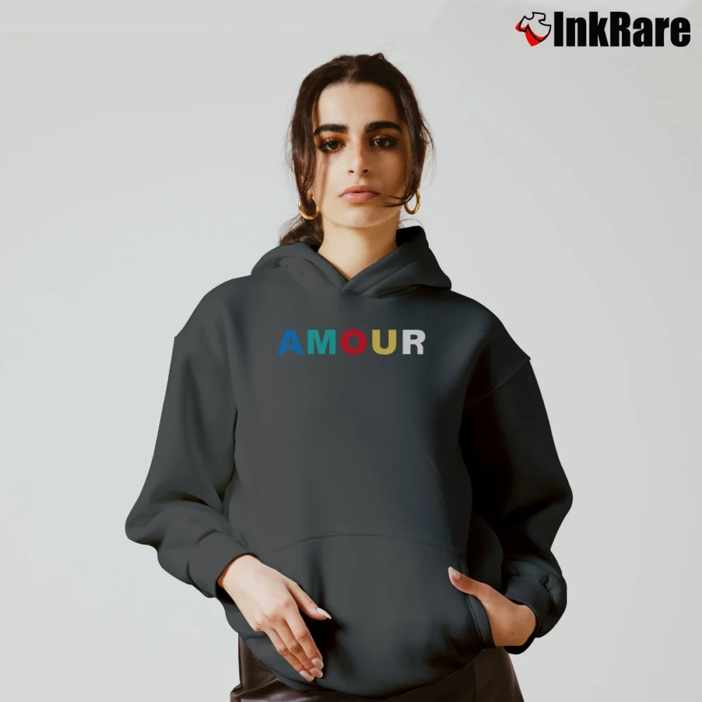 Women’s Sandro Amour Fleece Graphic Cozy Hoodie in charcoal | Warm, Structured, Stylish