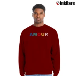 Men’s Sandro Amour Fleece Graphic Crewneck Sweatshirt in maroon | Cozy Fabric, Clean Style
