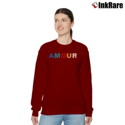 Women’s Sandro Amour Fleece Graphic Relaxed Sweatshirt in maroon | Soft, Laid-Back Vibe