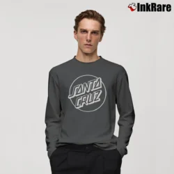 Men’s Santa Cruz Opus Dot Skateboarding Long-Sleeve Shirt in charcoal | Sleek, Lightweight, Year-Round Wear