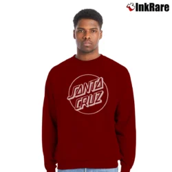 Men’s Santa Cruz Opus Dot Skateboarding Crewneck Sweatshirt in maroon | Cozy Fabric, Clean Style