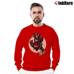 Men’s Santa Cruz Punisher Marvel Skateboard Graphic Crewneck Sweatshirt in red | Cozy Fabric, Clean Style