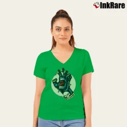 Women’s Santa Cruz Punisher Marvel Skateboard Graphic V-Neck Tee in irish green | Chic Neckline, Soft Texture