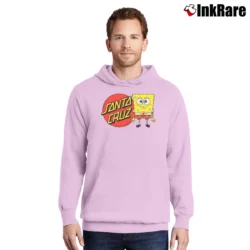 Men’s Santa Cruz Spongebob Group Collab Skateboard Pullover Hoodie in light pink | Cozy, Durable, Modern Fit