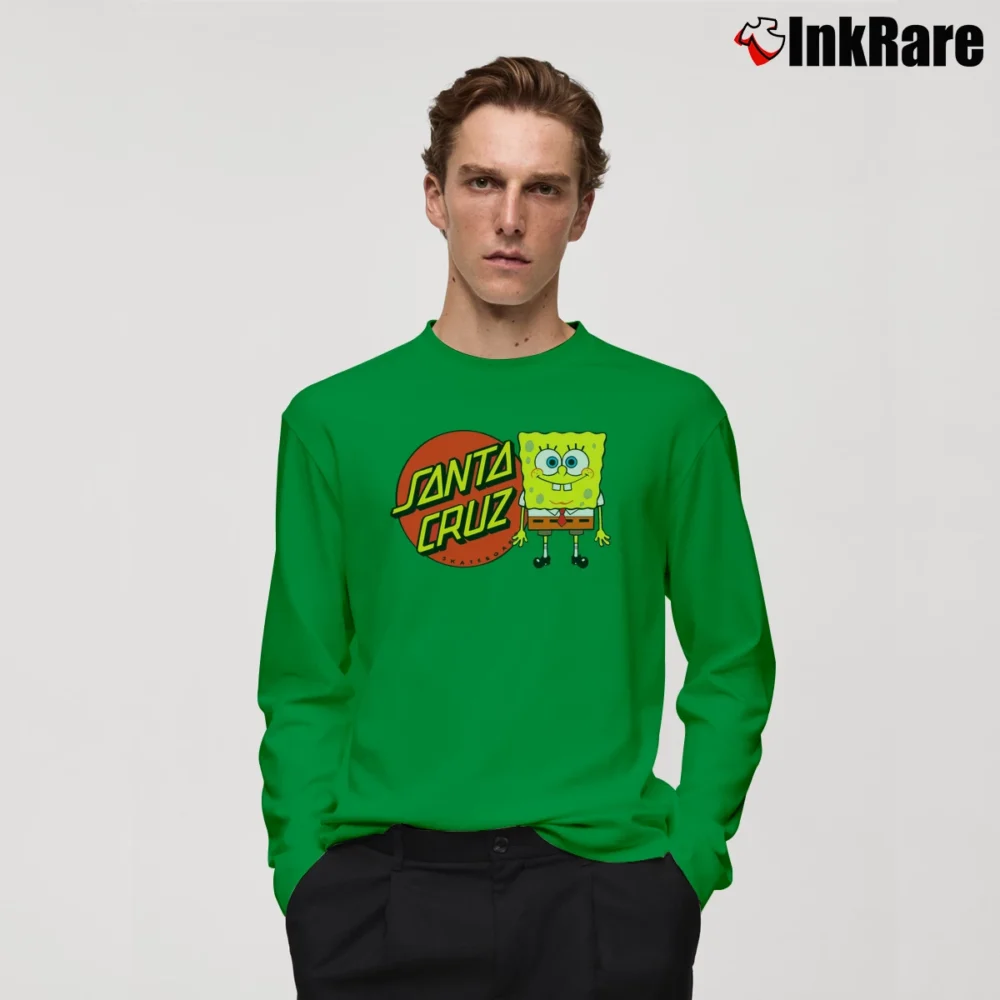 Men’s Santa Cruz Spongebob Group Collab Skateboard Long-Sleeve Shirt in irish green | Sleek, Lightweight, Year-Round Wear