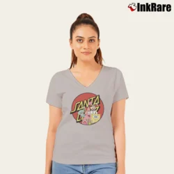 Women’s Santa Cruz X Spongebob V-Neck Tee in sport grey | Chic Neckline, Soft Texture