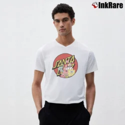 Men’s Santa Cruz X Spongebob V-Neck Tee in white | Sharp, Breathable, Everyday Staple