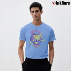 Men’s Santana Day Of The Dead Music V-Neck Tee in light blue | Sharp, Breathable, Everyday Staple