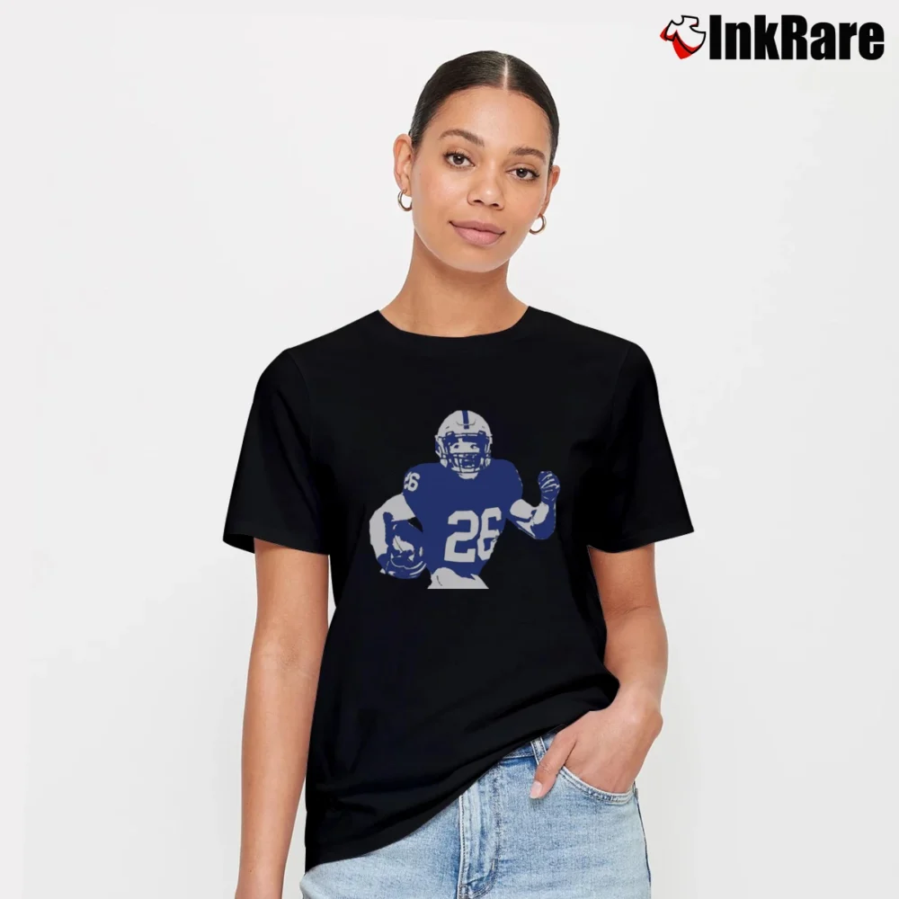 Women’s Saquon Barkley College Football Silhouette Signature T-Shirt in black | Soft, Flattering Fit