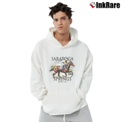 Men’s Saratoga Springs Horse Racing for Racing Fans Pullover Hoodie in white | Cozy, Durable, Modern Fit