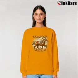 Women’s Saratoga Springs Horse Racing for Racing Fans Relaxed Sweatshirt in orange | Soft, Laid-Back Vibe