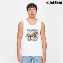 Men’s Saratoga Springs Horse Racing for Racing Fans Tank Top in white | Breathable, Active-Friendly Design