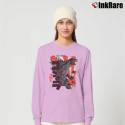 Women’s Savae Godzilla Japan Inspired Graphic Long-Sleeve Top in light pink | Sleek, Versatile, All-Season