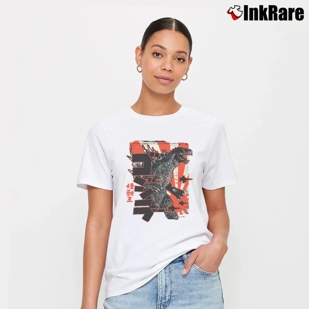 Women’s Savae Godzilla Japan Inspired Graphic Signature T-Shirt in white | Soft, Flattering Fit