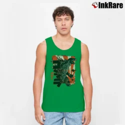 Men’s Savae Godzilla Japan Inspired Graphic Tank Top in irish green | Breathable, Active-Friendly Design