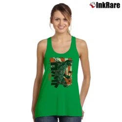 Women’s Savae Godzilla Japan Inspired Graphic Tank Top in irish green | Lightweight, Movement-Friendly