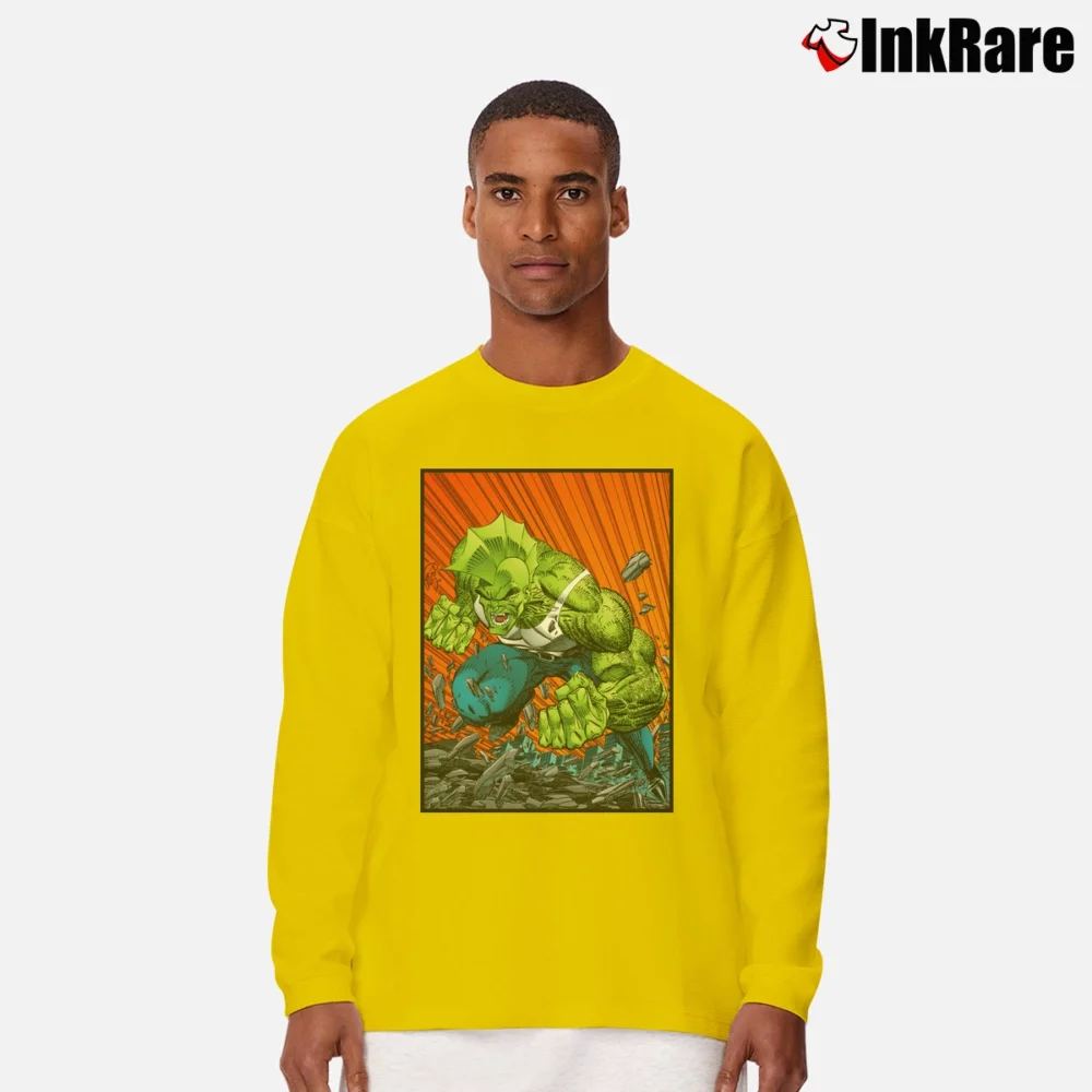 Men’s Savage Dragon Comic Inspired Long-Sleeve Shirt in yellow | Sleek, Lightweight, Year-Round Wear