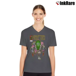 Women’s Savage Pickle Rick And Morty Graphic V-Neck Tee in charcoal | Chic Neckline, Soft Texture