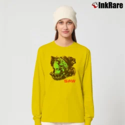 Women’s Saw 2003 Horror Movie Promo Long-Sleeve Top in yellow | Sleek, Versatile, All-Season