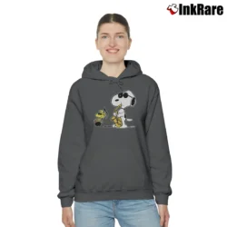 Women’s Saxophone Snoopy Woodstock Jazz Peanuts Cool Cozy Hoodie in charcoal | Warm, Structured, Stylish
