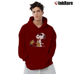 Men’s Saxophone Snoopy Woodstock Jazz Peanuts Cool Pullover Hoodie in maroon | Cozy, Durable, Modern Fit