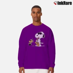 Men’s Saxophone Snoopy Woodstock Jazz Peanuts Cool Long-Sleeve Shirt in purple | Sleek, Lightweight, Year-Round Wear