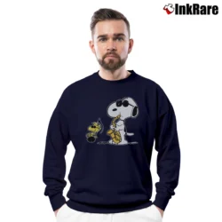 Men’s Saxophone Snoopy Woodstock Jazz Peanuts Cool Crewneck Sweatshirt in navy | Cozy Fabric, Clean Style