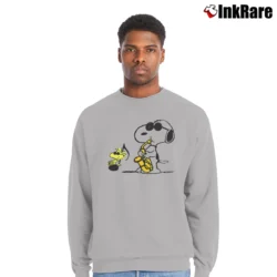 Men’s Saxophone Snoopy Woodstock Peanuts Jazz Crewneck Sweatshirt in sport grey | Cozy Fabric, Clean Style