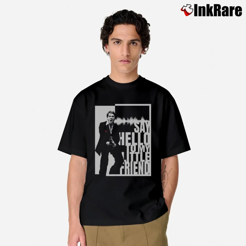 Men’s Say Hello To My Little Friend Tony Montana Scarface Classic T-Shirt in black | Soft, Breathable Everyday Wear