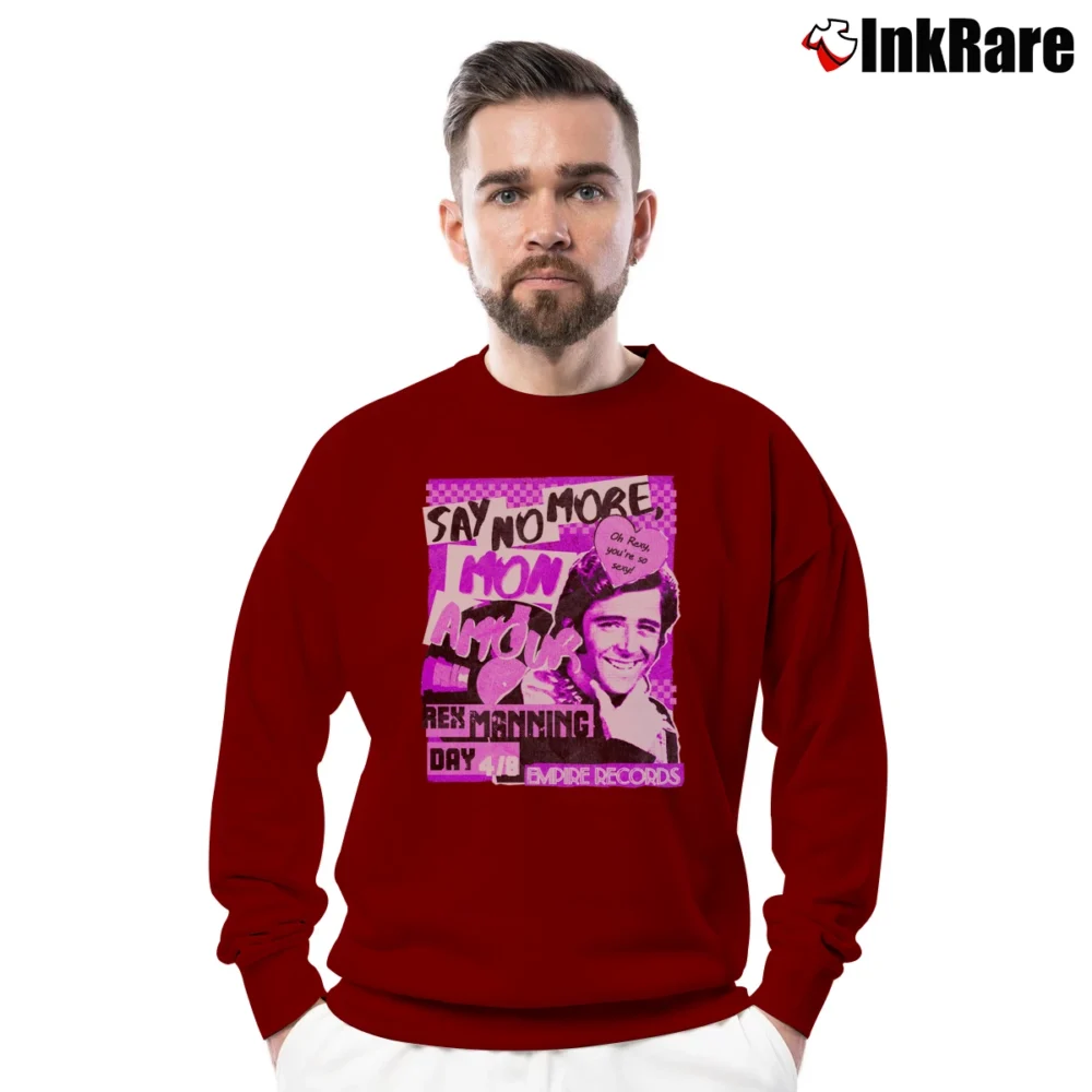 Men’s Say No More Mon Amour Crewneck Sweatshirt in maroon | Cozy Fabric, Clean Style