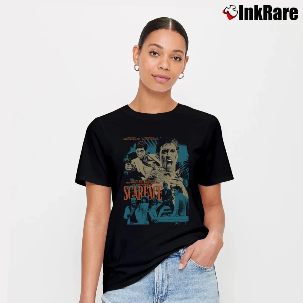Women’s Scarface Movie Poster Signature T-Shirt in black | Soft, Flattering Fit