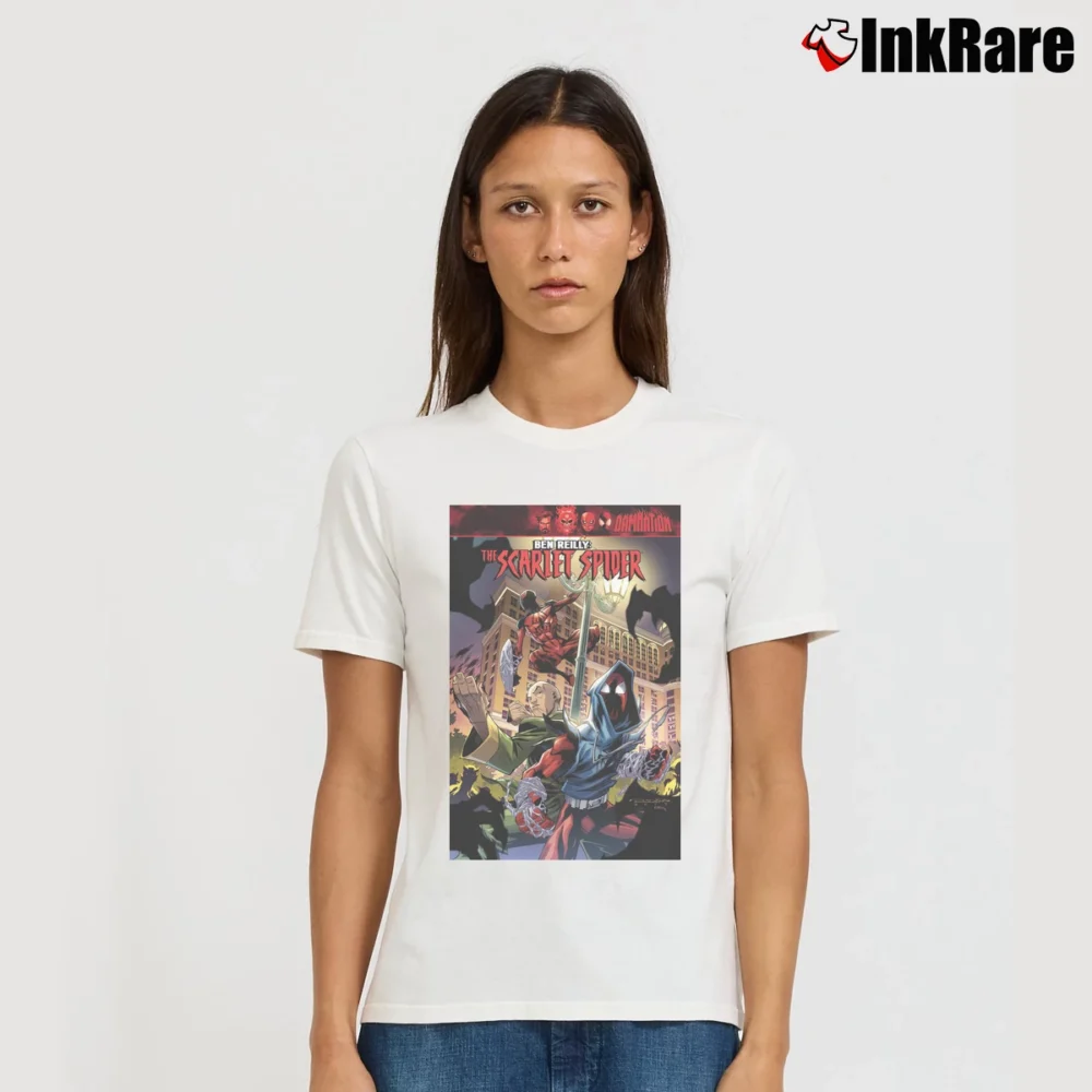 Women’s Scarlet Spider Spiderman Marvel Signature T-Shirt in white | Soft, Flattering Fit