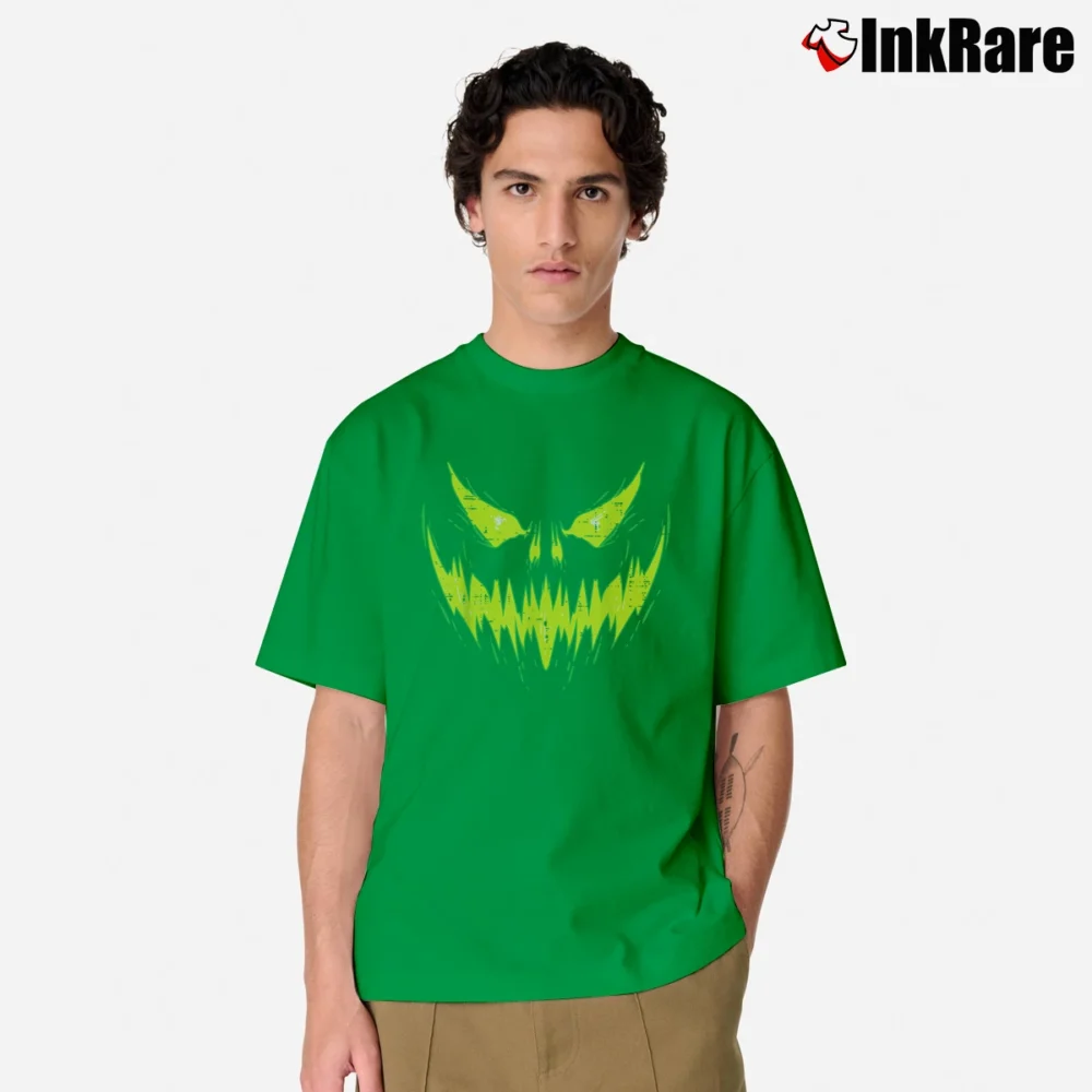Men’s Scary Pumpkin Jack O Lantern Halloween Classic T-Shirt in irish green | Soft, Breathable Everyday Wear