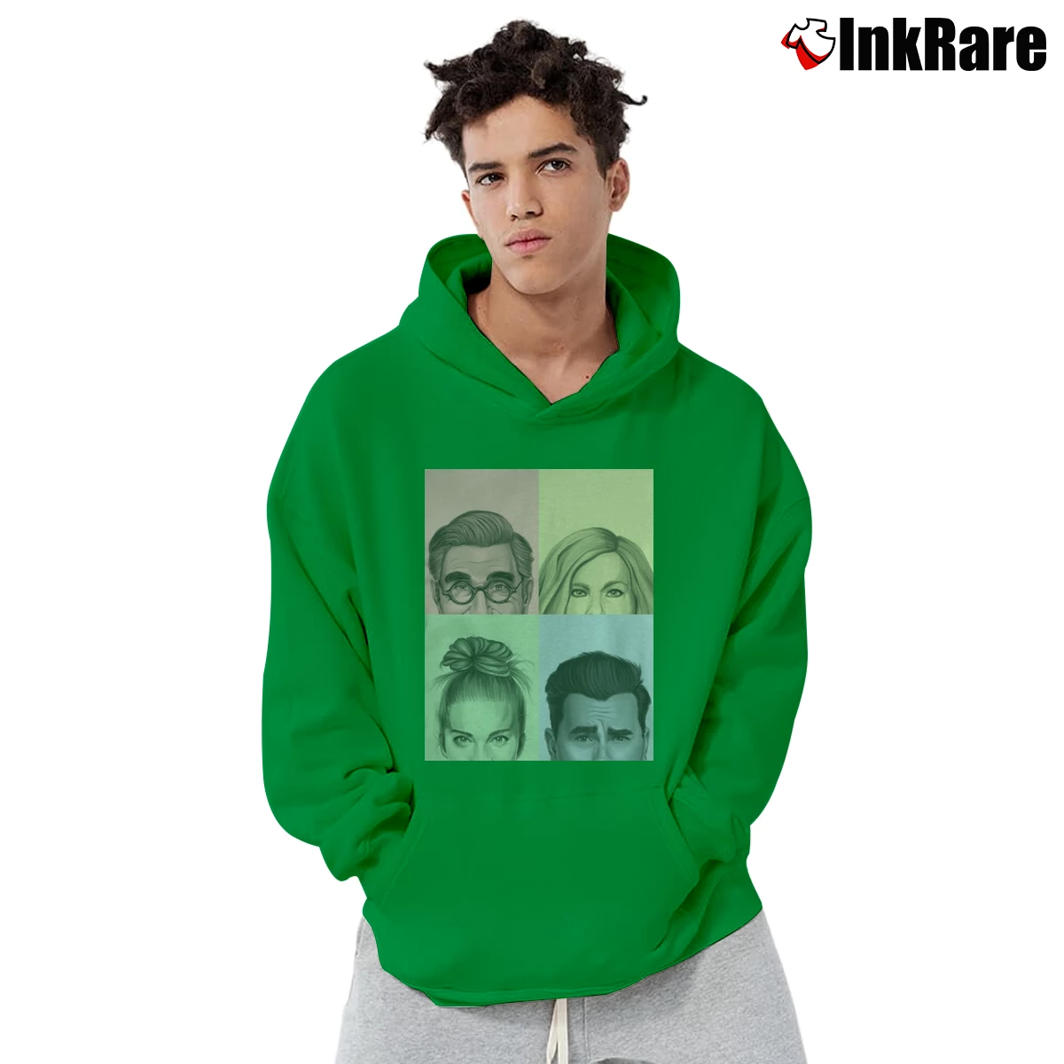 Men’s Schitt's Creek Colorful Cast Tv Series Pullover Hoodie in irish green | Cozy, Durable, Modern Fit