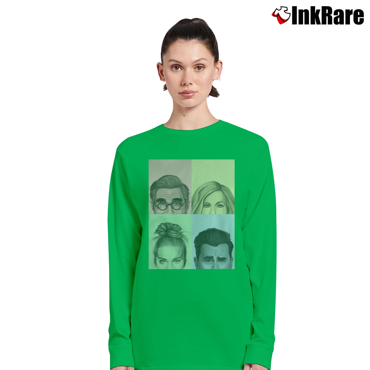 Women’s Schitt's Creek Colorful Cast Tv Series Long-Sleeve Top in irish green | Sleek, Versatile, All-Season
