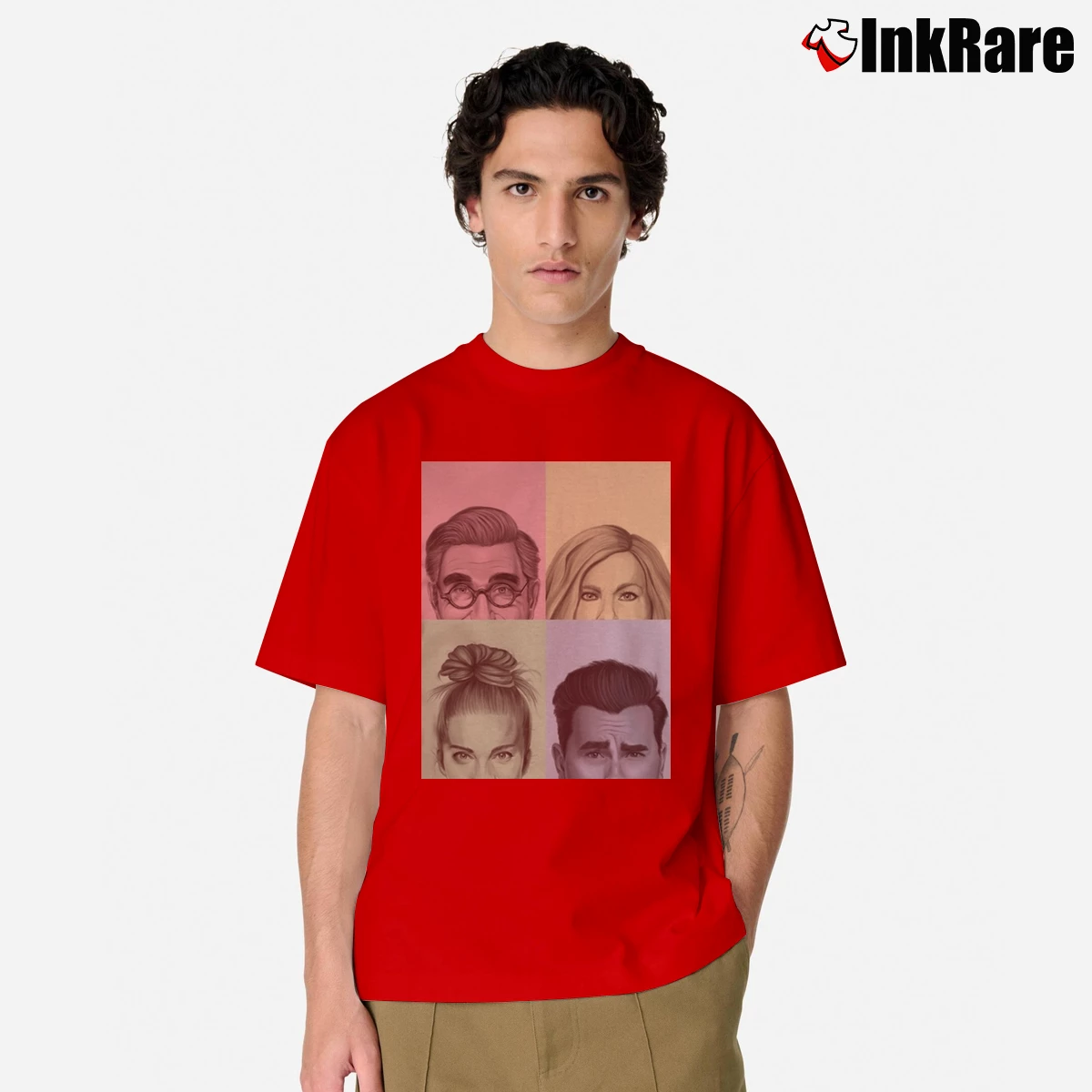 Men’s Schitt's Creek Colorful Cast Tv Series Classic T-Shirt in red | Soft, Breathable Everyday Wear