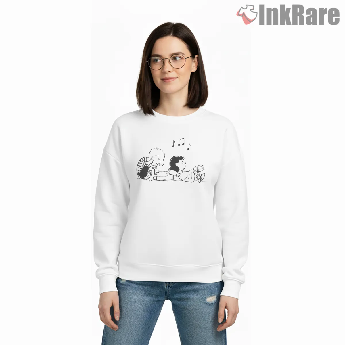 Schroeder And Lucy Classic Piano Moment Shirt on graphic shirt for women graphic tee