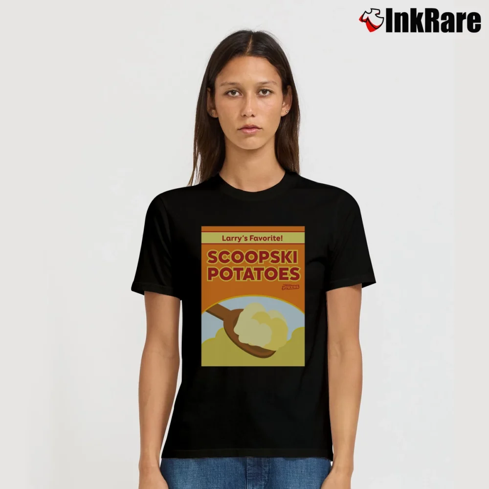 Women’s Scoopski Potatoes Funny Meme Signature T-Shirt in black | Soft, Flattering Fit