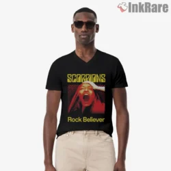 Scorpions Rock Believer Shirt with red and yellow album artwork on black