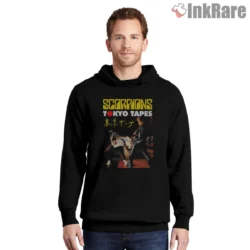 Scorpions Tokyo Tapes Shirt with bold live photo and title on black